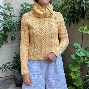 Vintage mustard Moda International cotton knitted sweater